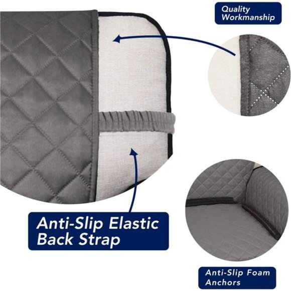 Washable Couch Cover with Non Slip Foam and Elastic Straps(Sofa, Gray/LightGray) - Picture 2 of 6